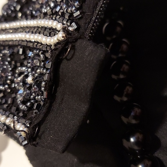 Vintage Papell Boutique Evening Black & Silver Beaded Trapeze Halter Top Size M - Picture 10 of 16